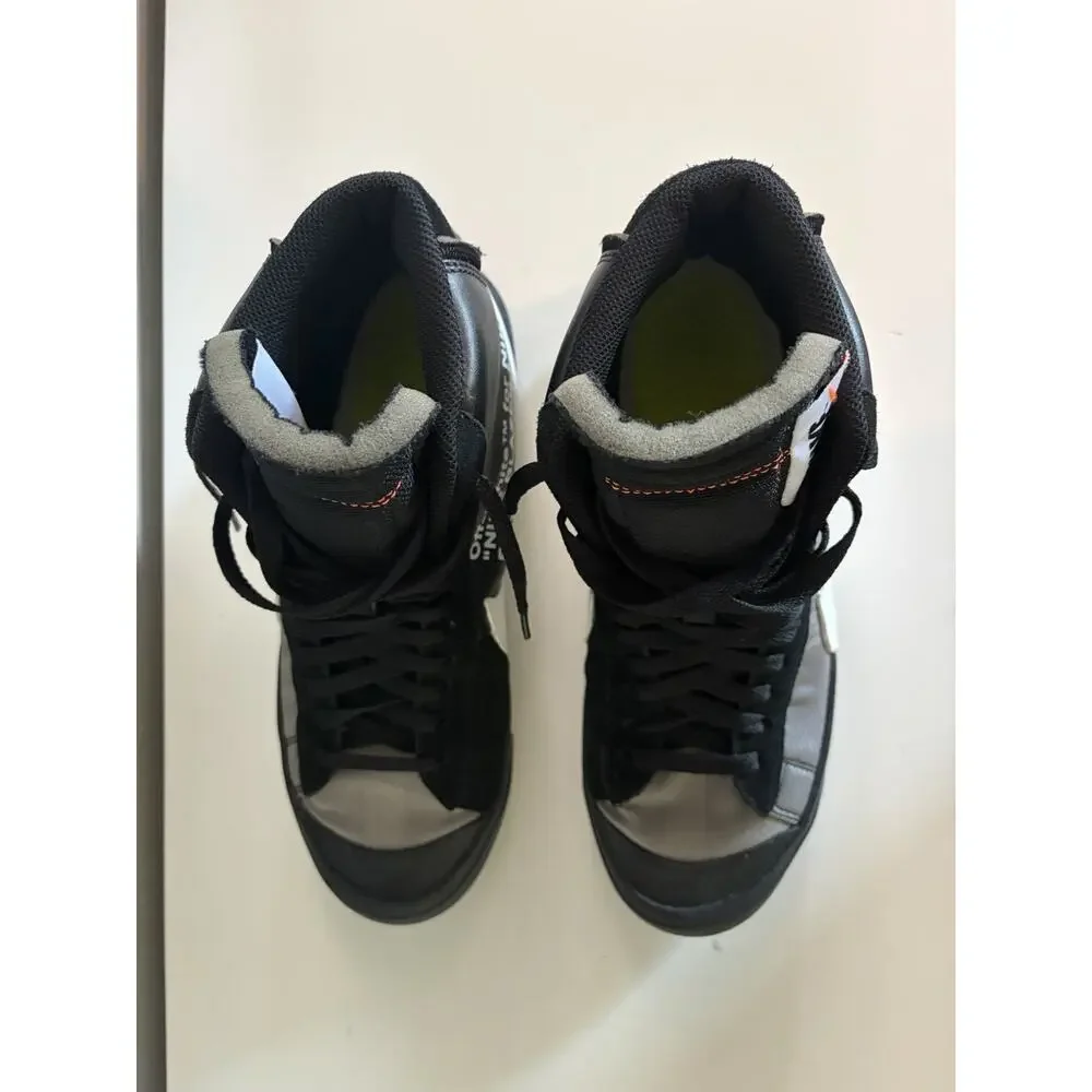 Men Nike Blazer mid off white black grim reaper used No box AA3832-001 (0026)